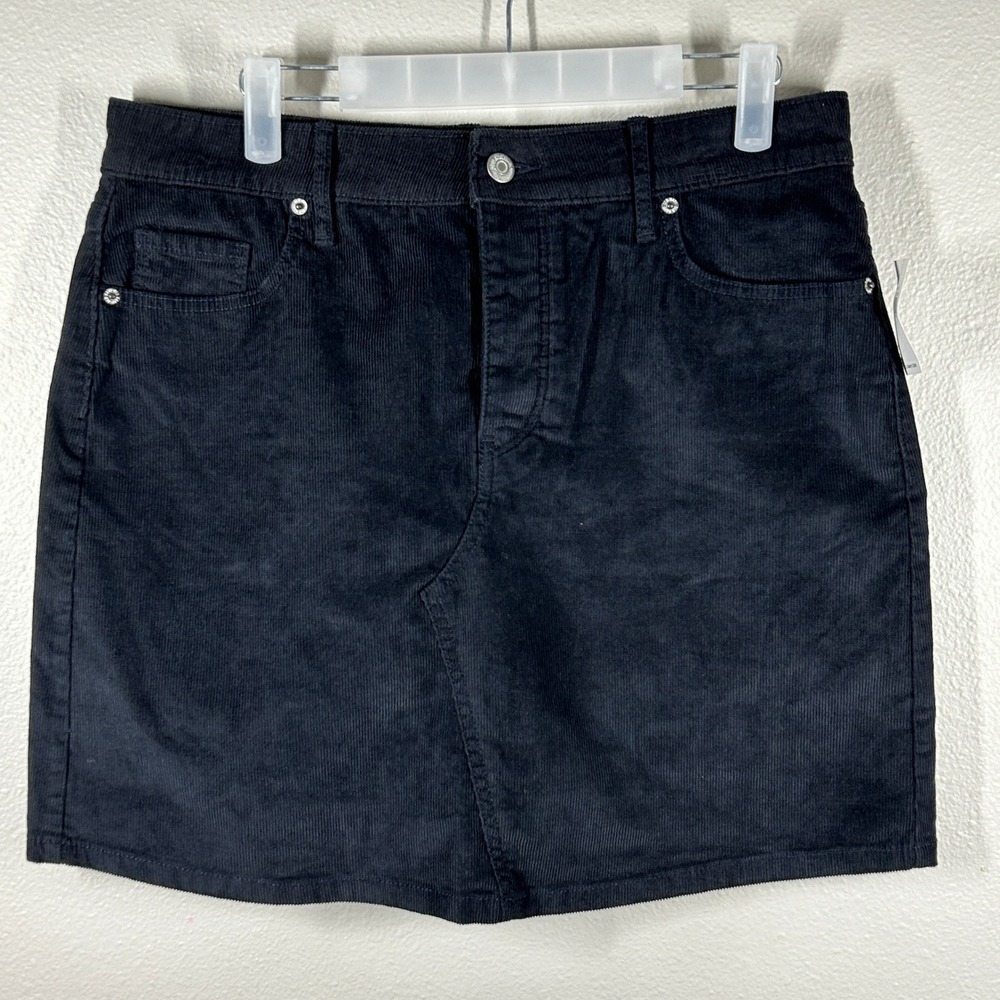 Old Navy Womens Black Corduroy High Rise Mini Skirt Size 8 Secret Slim Pockets